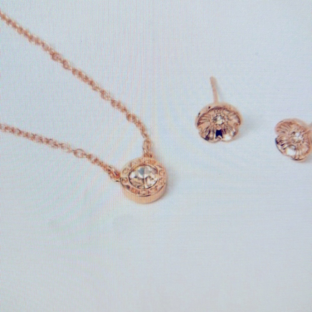 NEW Coach rose gold necklace & earring set